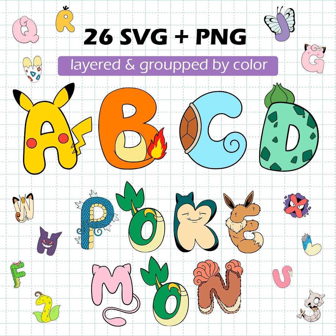 Pokemon Font BUNDLE Cut Files