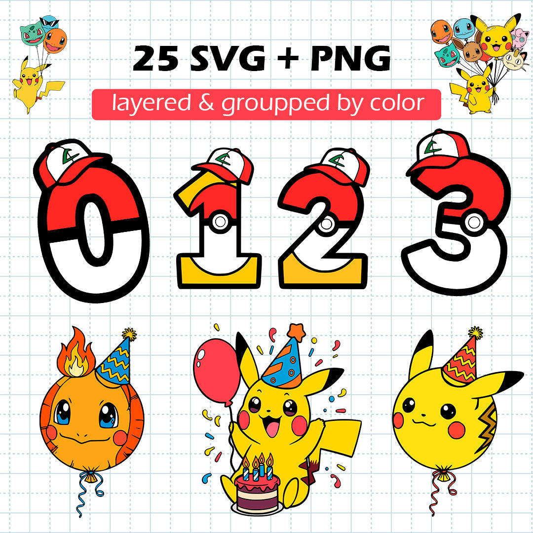 Pokemon Birthday BUNDLE Cut Files