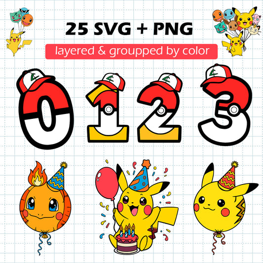 Awesome Pokemon Birthday BUNDLE Cut Files
