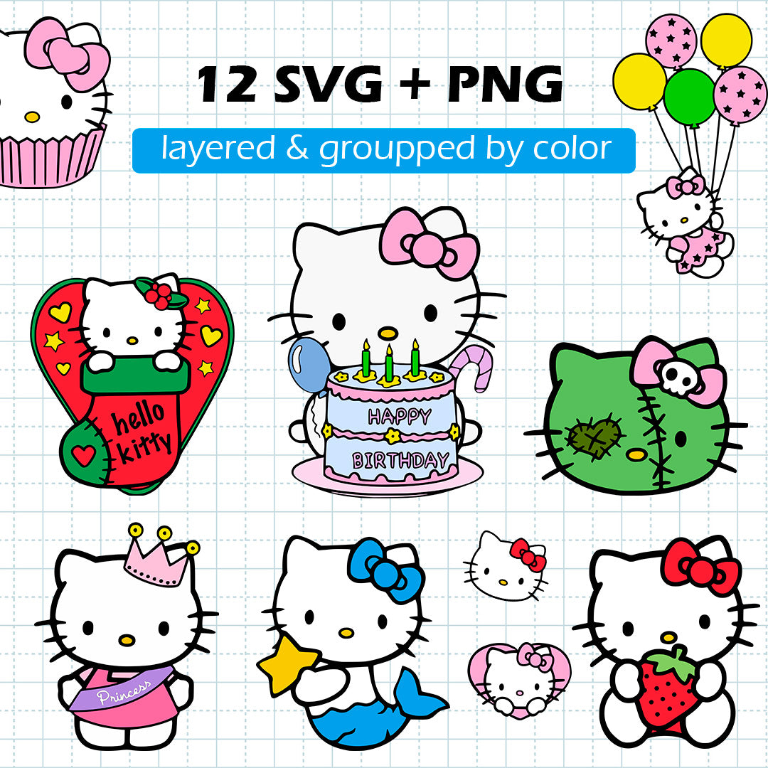 Hello Kitty SVG BUNDLE Cut Files
